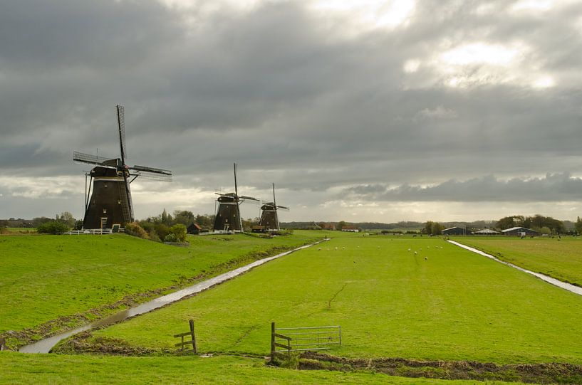 Autumn skies at the three mills in Stompwijk by Remco Swiers