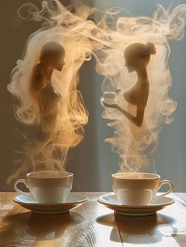 eine Tasse Kaffee oder Cappuccino zusammen trinken spookie von Egon Zitter