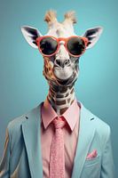 Giraffe with suit and sunglasses