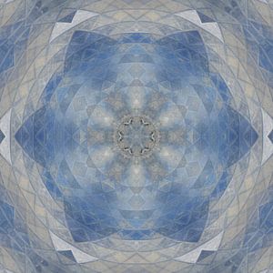 Abstraktes Mandala in blau-beige und grau