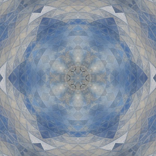 Abstraktes Mandala in blau-beige und grau von Maurice Dawson