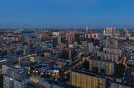 The view on the skyline of Rotterdam during the blue hour by MS Fotografie | Marc van der Stelt thumbnail
