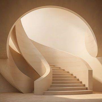 Cage d'escalier blanche minimaliste sur TheXclusive Art