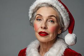 schönes Mädchen mit Weihnachtsmannkostüm