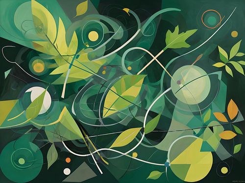Organische Groene Vormen in Dynamisch Kunstwerk