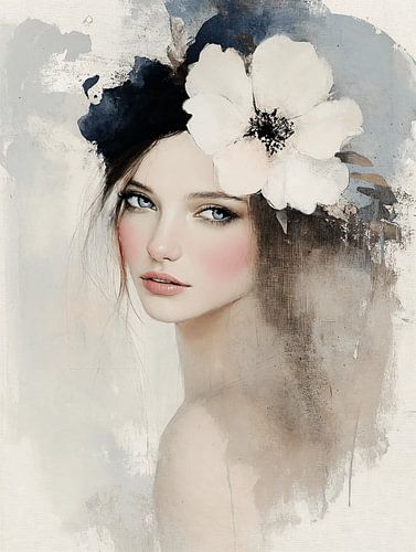 Portret in pastelkleuren met een poëtische uitstraling