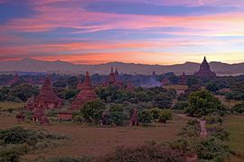Ancient historic temples in Bagan Myanmar with sunset by Eye on You