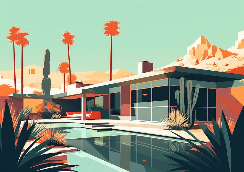 Bungalow Arizona USA 1950er Jahre von Vlindertuin-Art