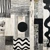 Abstract painting black and white panorama with organic shapes by Joriali Abstract