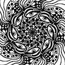 Zwart Wit Zentangle - Zwart Zendoodle Mandala van Patricia Piotrak thumbnail