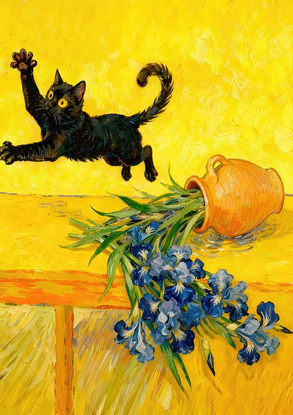 Van Gogh Cat Chaos Playful Parody Art by Neetesh Kumar