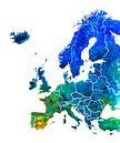 Karte von Europa im Aquarell von Wereldkaarten.Shop Miniaturansicht