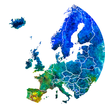 Kaart van Europa in Aquarel van WereldkaartenShop