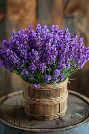 Nature morte de bouquet de lavande dans un vase en bois sur Art & Soul Creations