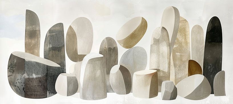 Modern Abstract | Stones Modern van Blikvanger Schilderijen