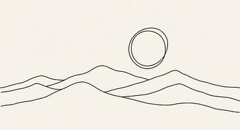Linienzeichnung von Hügeln und Doppelkreis