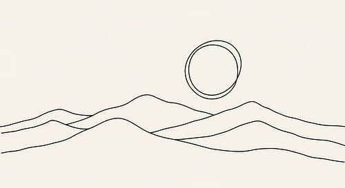 Lijntekening van heuvels en dubbele cirkel