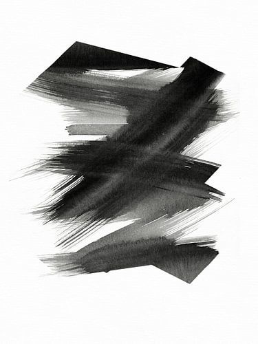 Strokes 23 - Zwart Minimal Penseelstreek Abstract