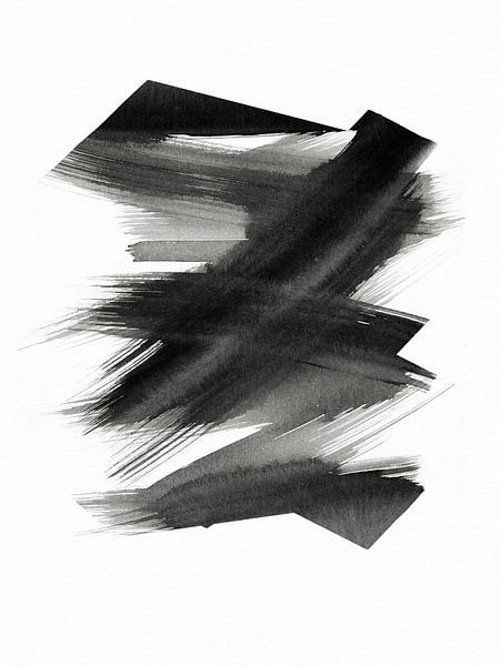 Striche 23 - Schwarz Minimal Pinselstrich Abstrakt von Menega Sabidussi