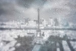 PARIS SKYLINE Regnerischer Tag | verträumtes blau