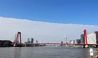 Stadsgezicht op Rotterdam over de Nieuwe Maas met op de voorgrond de Willemsbrug