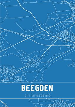 Blauwdruk | Landkaart | Beegden (Limburg) van MijnStadsPoster