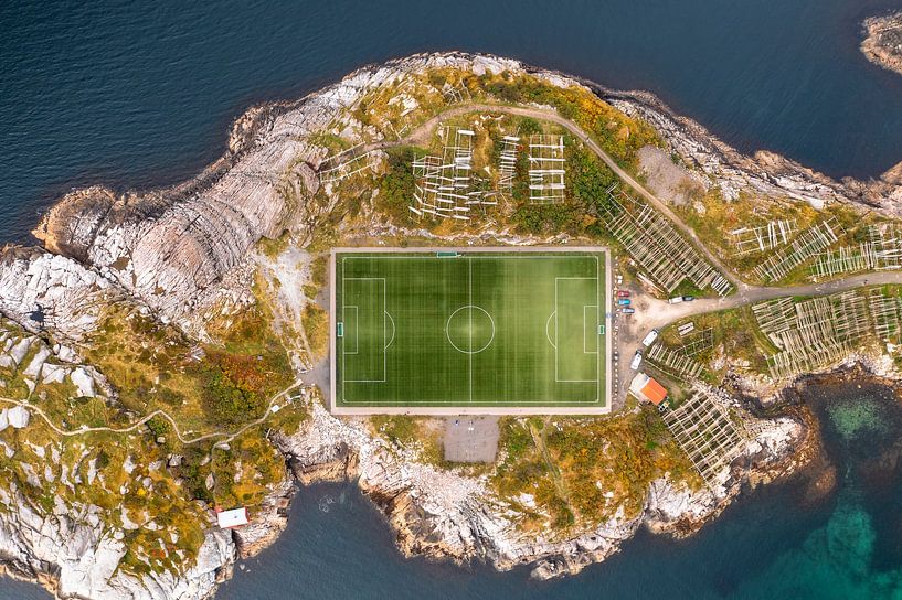 Football stadium Henningsvaer Lofoten Norway by Achim Thomae Photography
