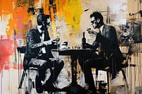 Graffiti painting, black, white, orange and light red