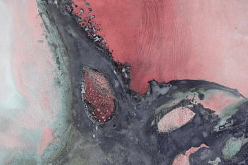 Abstrakter Kunstdruck in Rosa und Holzkohle von Ela Szczepaniak