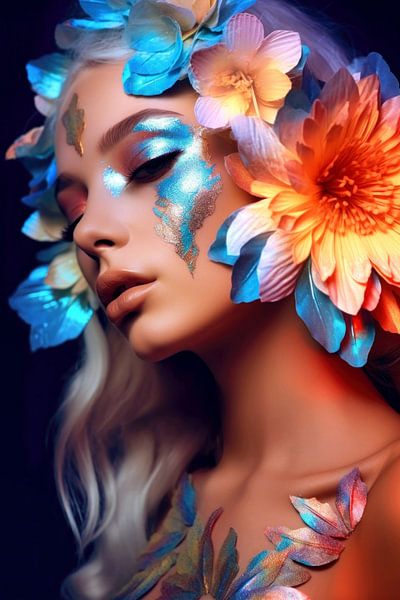 Vrouw met bloemenmake-up van ARTemberaubend