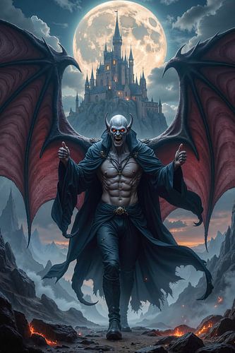 Dark Fantasy Wandbild: SANGRATH – Der mächtige Vampir der Schatten