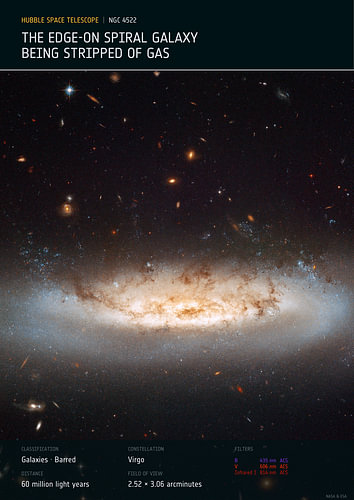 The edge-on spiral galaxy NGC 4522 | Hubble Space Telescope