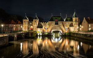 Koppelpoort Amersfoort reflected in the river Eem