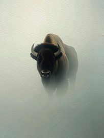 Majestätischer amerikanischer Bison Nebliger Nebel Impasto Wildlife Portrait von Ramy Salah Hefny