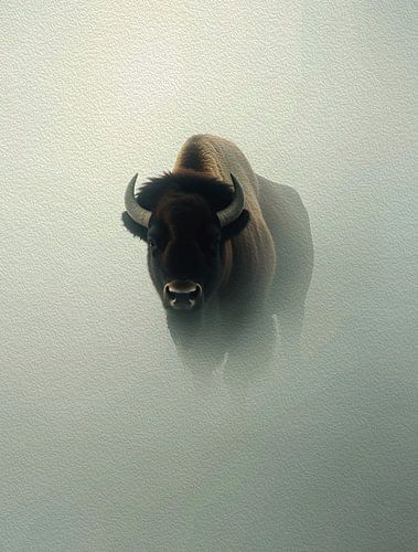 Majestueuze Amerikaanse bizon Mistig Impasto Dierenportret
