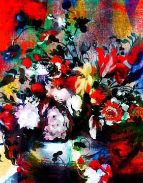 Expressionistisch bloemenboeket II van FRESH Fine Art