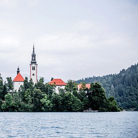 Église au milieu du lac de Bled, Slovénie sur Ratna Bosch
