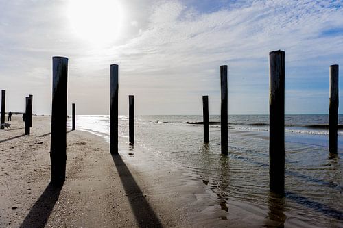 Pfähle in Petten aan Zee von Lea Wever