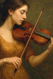 Woman playing the violin painting. by Gallery Hoppenbrouwers