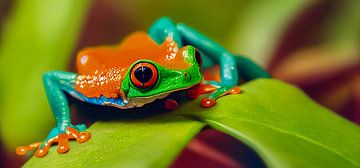 Illustration de la grenouille panoramique aux yeux rouges sur Animaflora PicsStock