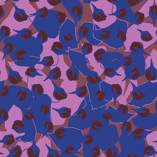 Bloemenmarkt Amsterdam. Appelbloesem in wijnrood, kobaltblauw en neonroze