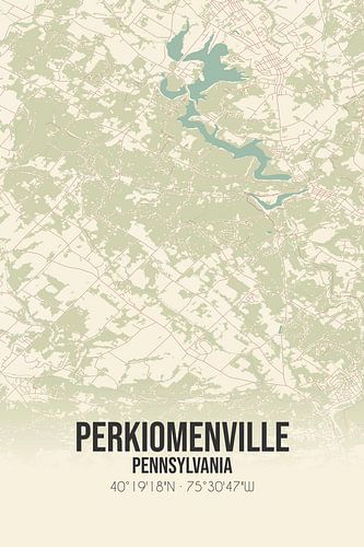 Vintage landkaart van Perkiomenville (Pennsylvania), USA.