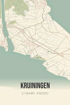 Vieille carte de Kruiningen (Zélande) sur Rezona