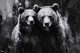 Bears in black and white painting by Imperial Art House