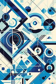 Blauw geometrisch abstract van Poster Art Shop