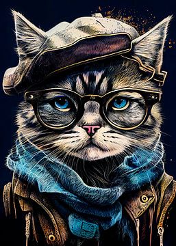 Hipster-Katze Marlowe #Katze von JBJart Justyna Jaszke