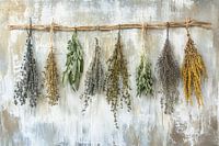 Dried herbs on string
