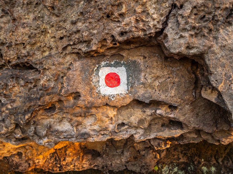 Zschirnsteine, Sächsische Schweiz - Wegmarkierung nahe Wildbrethöhle von Pixelwerk