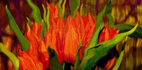 Digital oilpainting : Orange tulips
