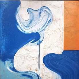 Peinture abstraite - Bleu blanc calme et organique sur Joriali Art abstrait